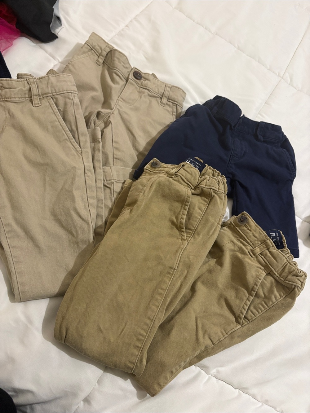 Kids Casual Pull-On and Woven Bottoms Set in Khaki and Navy